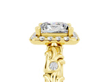 Yellow gold Princess Cut Halo Diamond Solitaire with Filigree Band and Four-Prong Setting_5