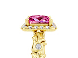 Yellow gold Princess Cut Halo Diamond Solitaire with Filigree Band and Four-Prong Setting_5