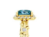 Yellow gold Princess Cut Halo Diamond Solitaire with Filigree Band and Four-Prong Setting_5