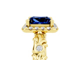 Yellow gold Princess Cut Halo Diamond Solitaire with Filigree Band and Four-Prong Setting_5