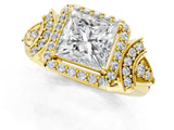 Yellow gold Princess Cut Halo Diamond Split Shank Engagement Ring with Four-Prong Setting_14