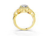 Yellow gold Princess Cut Halo Diamond Split Shank Engagement Ring with Four-Prong Setting_16
