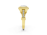 Yellow gold Princess Cut Halo Diamond Split Shank Pave Ring_15
