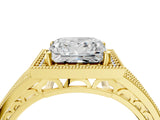 Yellow gold Princess Cut Halo Diamond Split Shank Ring with Prong Setting_7