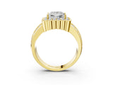 Yellow gold Princess Cut Halo Diamond Split Shank Ring with Scalloped Prong Setting_6