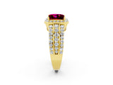 Yellow gold Princess Cut Halo Garnet Ring with Split Shank and Four-Prong Setting_2