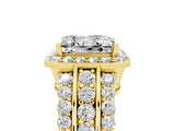 Yellow gold Princess Cut Halo Moissanite Ring with Split Shank and Four-Prong Setting_5