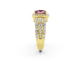 Yellow gold Princess Cut Halo Morganite Ring with Split Shank and Four-Prong Setting_2