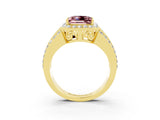 Yellow gold Princess Cut Halo Morganite Ring with Split Shank and Four-Prong Setting_3