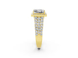 Yellow gold Princess Cut Halo Pavé Diamond Engagement Ring with Split Shank and Four-Prong Setting_2