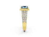 Yellow gold Princess Cut Halo Pavé Diamond Engagement Ring with Split Shank and Four-Prong Setting_2