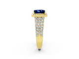 Yellow gold Princess Cut Halo Pavé Diamond Engagement Ring with Split Shank and Four-Prong Setting_2
