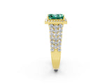 Yellow gold Princess Cut Halo Pavé Diamond Engagement Ring with Split Shank and Four-Prong Setting_2