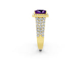 Yellow gold Princess Cut Halo Pavé Diamond Engagement Ring with Split Shank and Four-Prong Setting_2