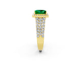 Yellow gold Princess Cut Halo Pavé Diamond Engagement Ring with Split Shank and Four-Prong Setting_2