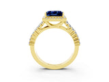 Yellow gold Princess Cut Halo Pavé Diamond Engagement Ring with Split Shank and Four-Prong Setting_3