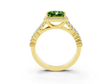 Yellow gold Princess Cut Halo Pavé Diamond Engagement Ring with Split Shank and Four-Prong Setting_3