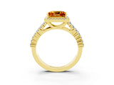 Yellow gold Princess Cut Halo Pavé Diamond Engagement Ring with Split Shank and Four-Prong Setting_3