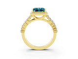 Yellow gold Princess Cut Halo Pavé Diamond Engagement Ring with Split Shank and Four-Prong Setting_3