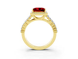 Yellow gold Princess Cut Halo Pavé Diamond Engagement Ring with Split Shank and Four-Prong Setting_3