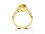 Yellow gold Princess Cut Halo Pavé Diamond Engagement Ring with Split Shank and Four-Prong Setting_3