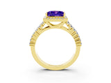 Yellow gold Princess Cut Halo Pavé Diamond Engagement Ring with Split Shank and Four-Prong Setting_3