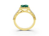 Yellow gold Princess Cut Halo Pavé Diamond Engagement Ring with Split Shank and Four-Prong Setting_3