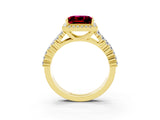 Yellow gold Princess Cut Halo Pavé Diamond Engagement Ring with Split Shank and Four-Prong Setting_3