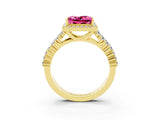 Yellow gold Princess Cut Halo Pavé Diamond Engagement Ring with Split Shank and Four-Prong Setting_3