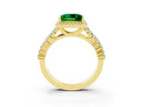 Yellow gold Princess Cut Halo Pavé Diamond Engagement Ring with Split Shank and Four-Prong Setting_3
