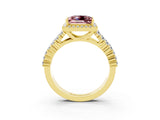 Yellow gold Princess Cut Halo Pavé Diamond Engagement Ring with Split Shank and Four-Prong Setting_3