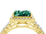 Yellow gold Princess Cut Halo Pavé Diamond Engagement Ring with Split Shank and Four-Prong Setting_4