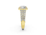 Yellow gold Princess Cut Halo Pavé Diamond Engagement Ring with Split Shank and Four-Prong Setting_5