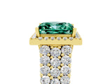 Yellow gold Princess Cut Halo Pavé Diamond Engagement Ring with Split Shank and Four-Prong Setting_5