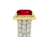 Yellow gold Princess Cut Halo Pavé Diamond Engagement Ring with Split Shank and Four-Prong Setting_5