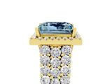 Yellow gold Princess Cut Halo Pavé Diamond Engagement Ring with Split Shank and Four-Prong Setting_5