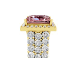 Yellow gold Princess Cut Halo Pavé Diamond Engagement Ring with Split Shank and Four-Prong Setting_5