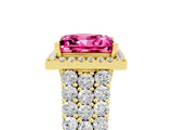 Yellow gold Princess Cut Halo Pavé Diamond Engagement Ring with Split Shank and Four-Prong Setting_5