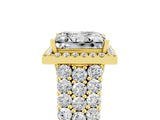 Yellow gold Princess Cut Halo Pavé Diamond Engagement Ring with Split Shank and Four-Prong Setting_5