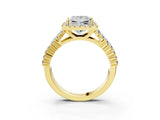Yellow gold Princess Cut Halo Pavé Diamond Engagement Ring with Split Shank and Four-Prong Setting_6
