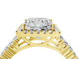 Yellow gold Princess Cut Halo Pavé Diamond Engagement Ring with Split Shank and Four-Prong Setting_7