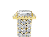 Yellow gold Princess Cut Halo Pavé Diamond Engagement Ring with Split Shank and Four-Prong Setting_8
