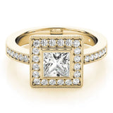 Yellow gold Princess Cut Halo Pavé Diamond Ring 1