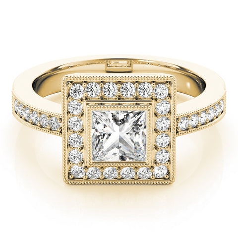 Yellow gold Princess Cut Halo Pavé Diamond Ring 1