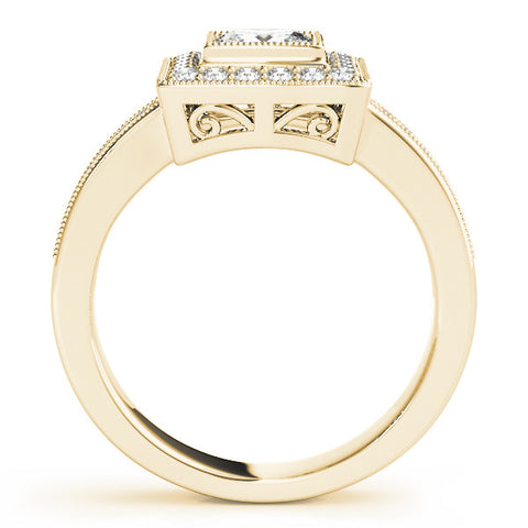 Yellow gold Princess Cut Halo Pavé Diamond Ring 2