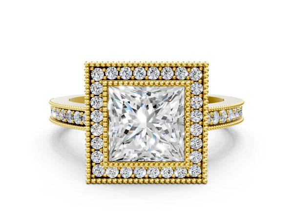 Yellow gold Pear Cut Cut Halo Pavé Diamond Ring