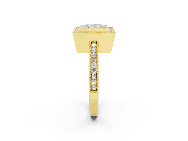 Yellow gold Pear Cut Cut Halo Pavé Diamond Ring