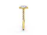 Yellow gold Princess Cut Halo Pavé Solitaire Ring with Milgrain Band_13