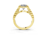 Yellow gold Princess Cut Halo Pavé Solitaire Ring with Milgrain Band_14