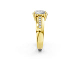 Yellow gold Princess Cut Halo Pave Band Four-Prong Ring_63